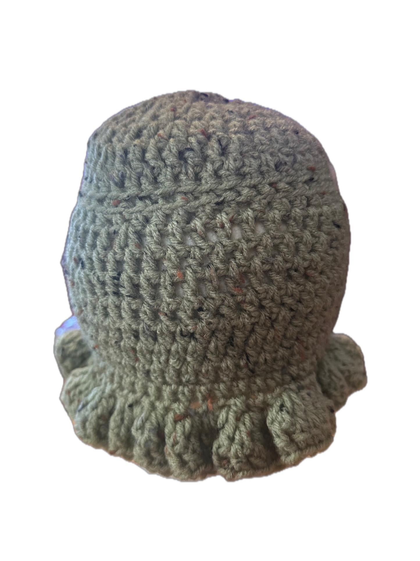 Grayish Crochet Ruffled Bucket Hat