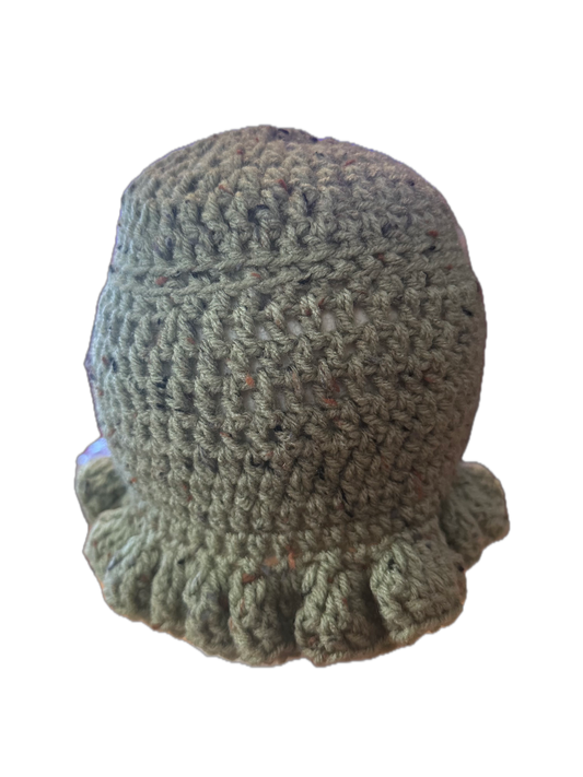 Grayish Crochet Ruffled Bucket Hat