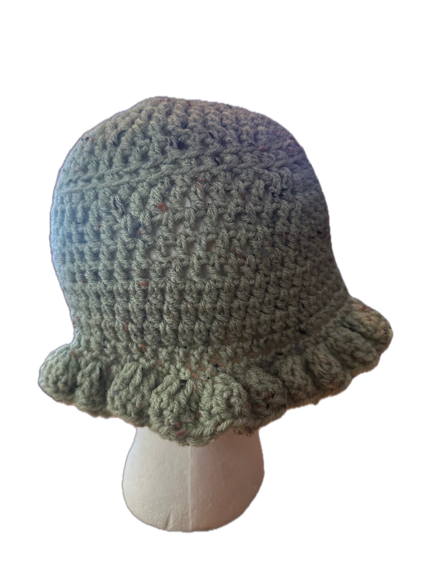 Grayish Crochet Ruffled Bucket Hat