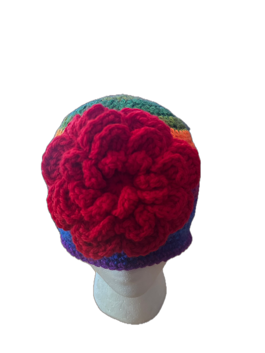Rainbow Stripe w/ Bow Crochet Bucket Hat