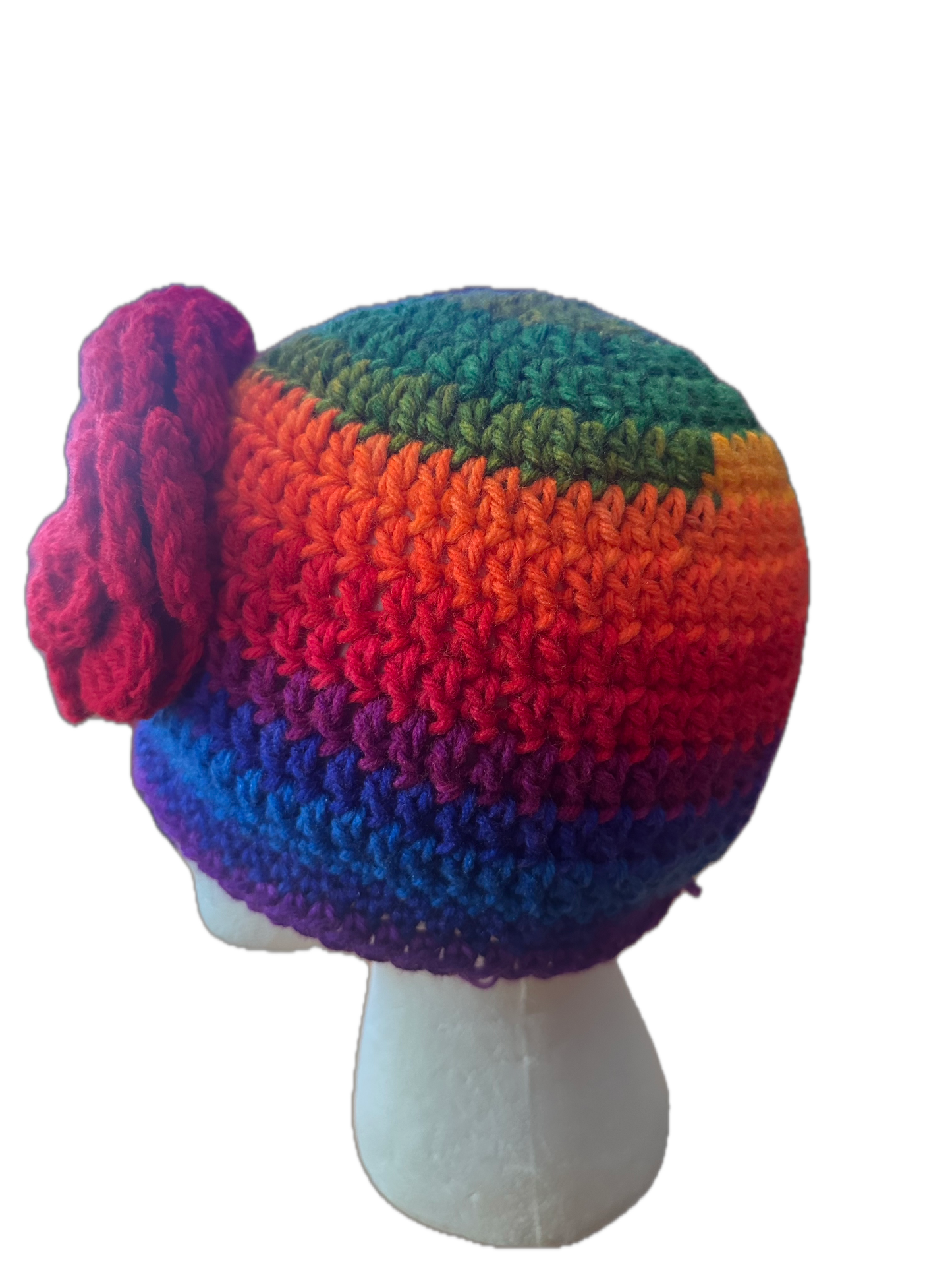 Rainbow Stripe w/ Bow Crochet Bucket Hat