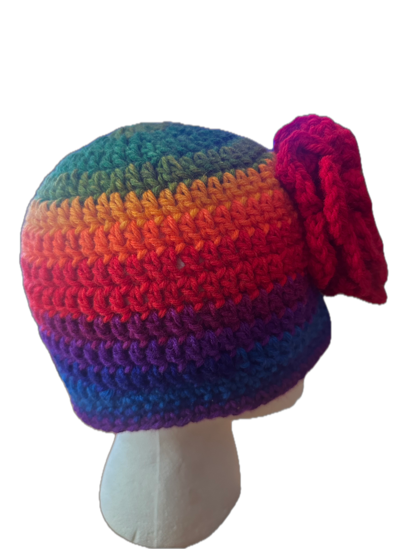 Rainbow Stripe w/ Bow Crochet Bucket Hat