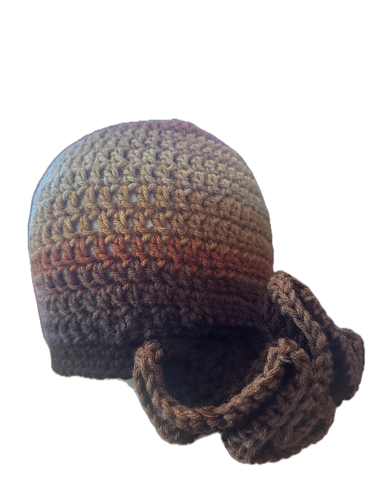 Light Brown Crochet Ruffled Hat