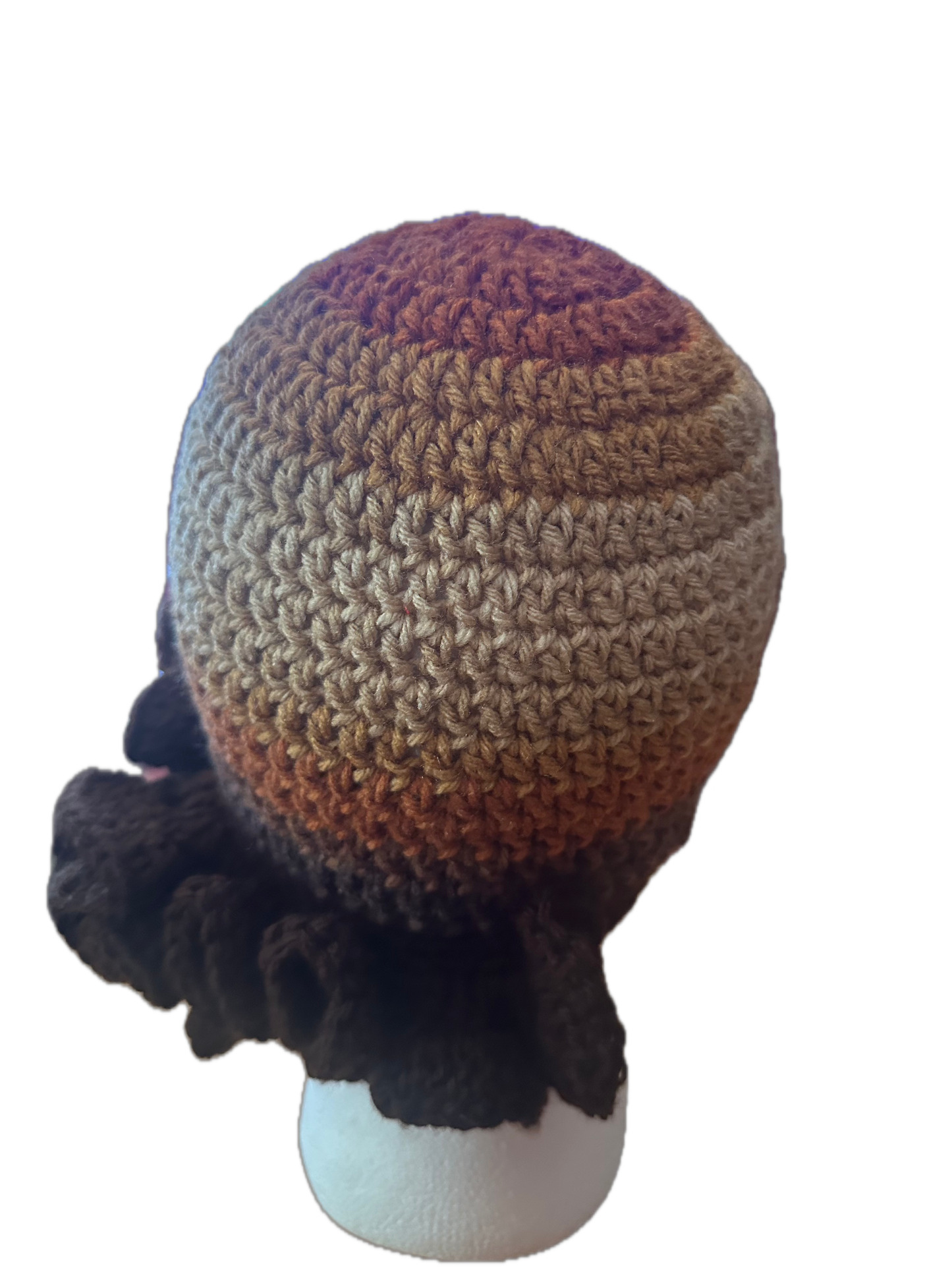 Light Brown Crochet Ruffled Hat