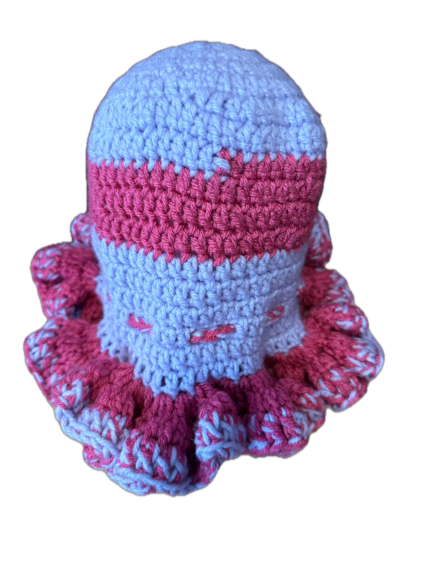Lavender/Pink Crochet Ruffled Hat
