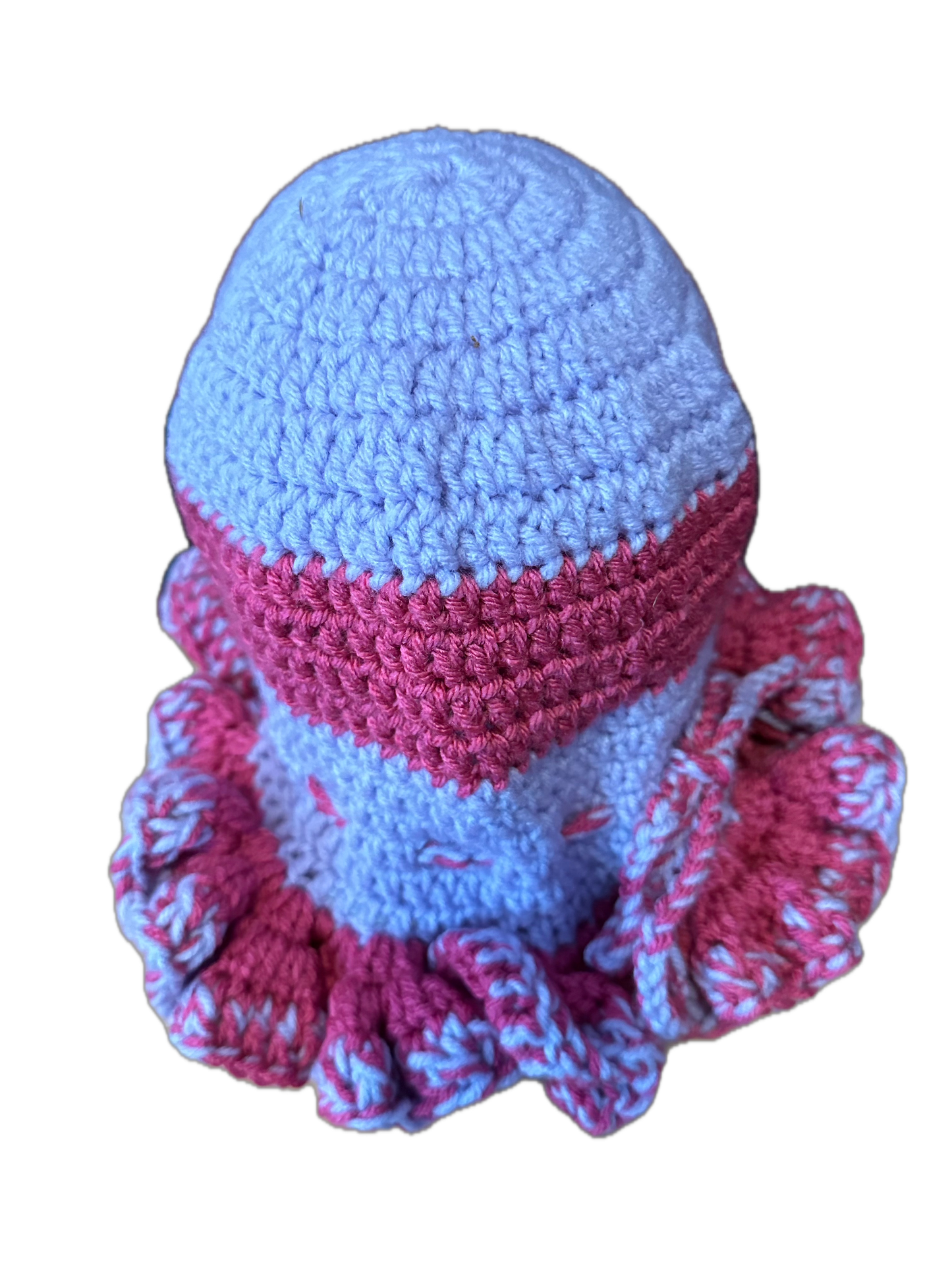 Lavender/Pink Crochet Ruffled Hat