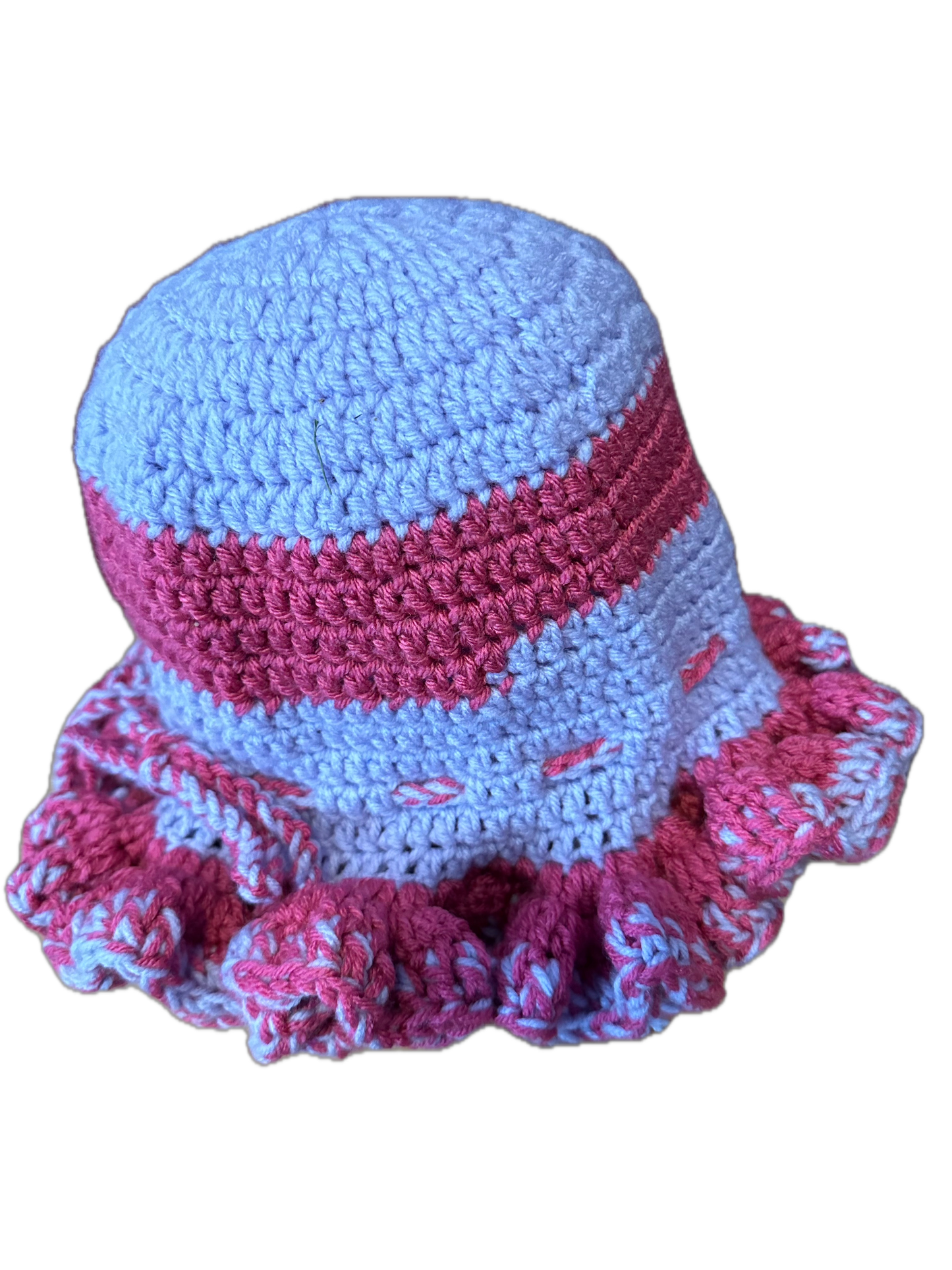 Lavender/Pink Crochet Ruffled Hat