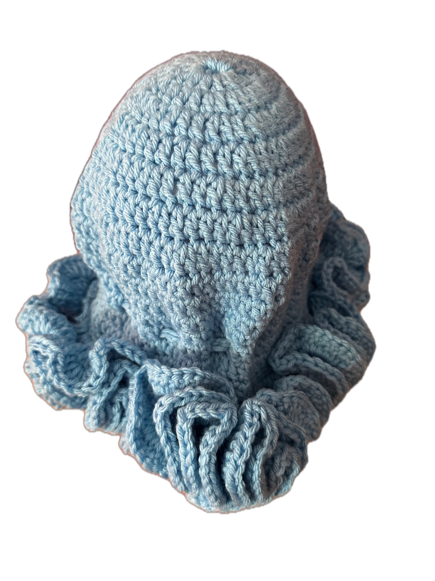 Sky Blue Crochet Ruffled Hat