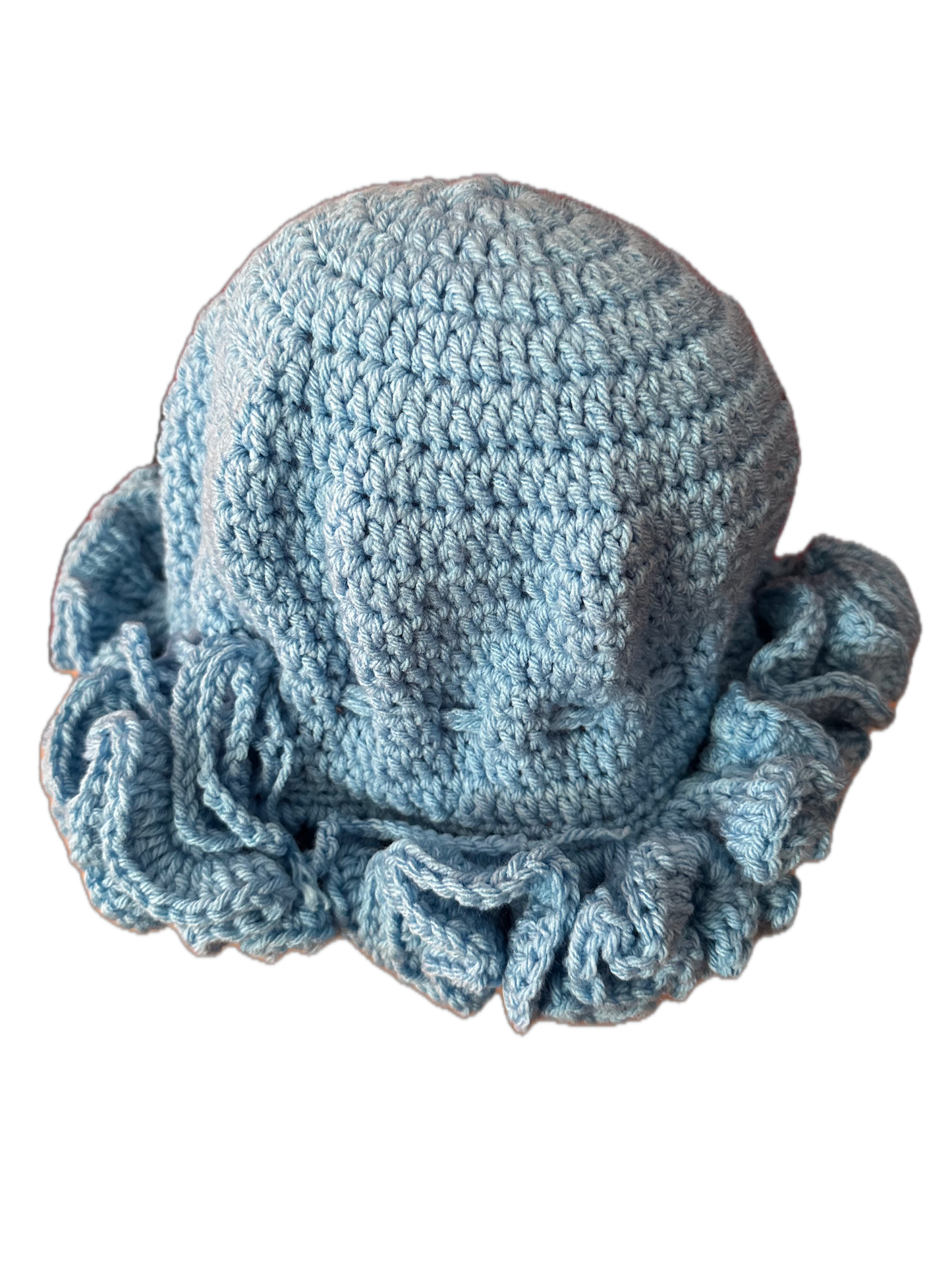 Sky Blue Crochet Ruffled Hat