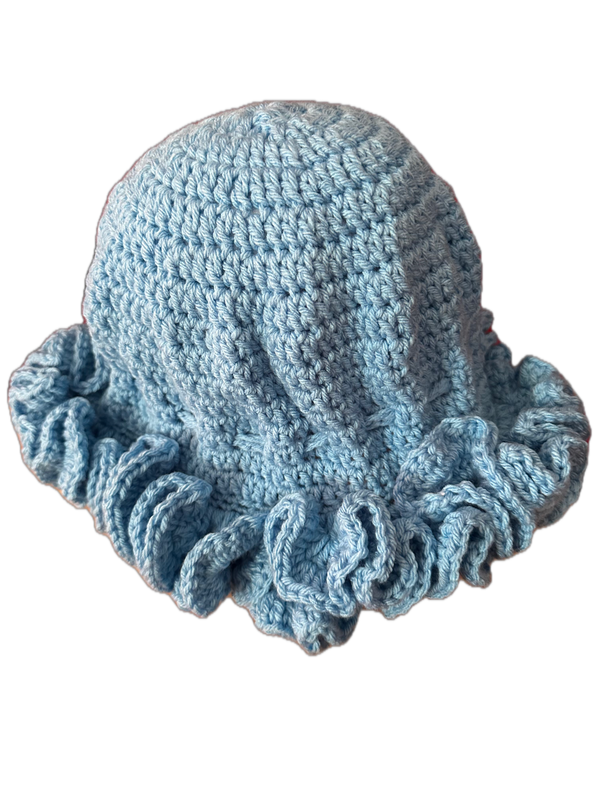 Sky Blue Crochet Ruffled Hat
