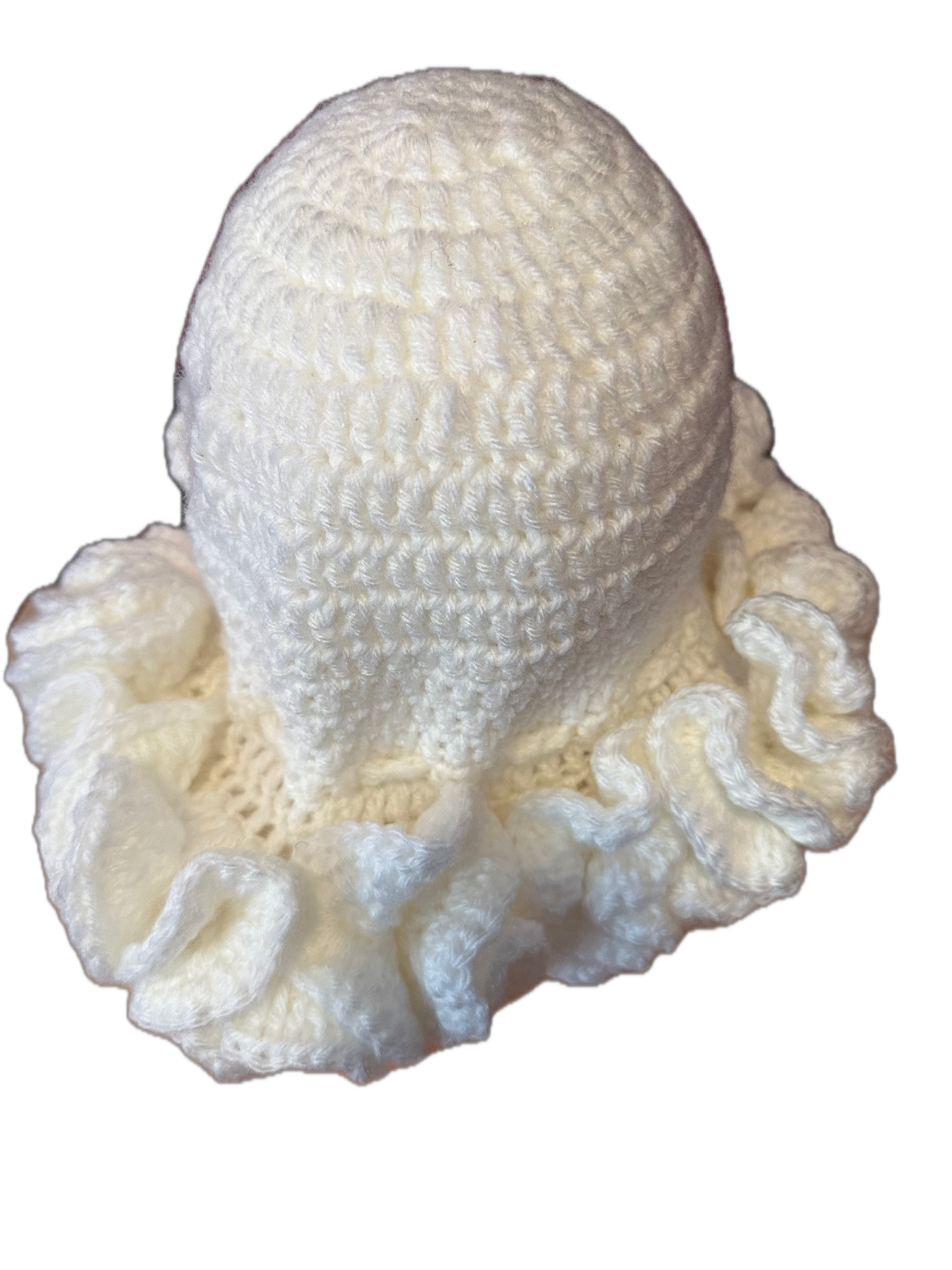 Winter White Crochet Ruffled Hat