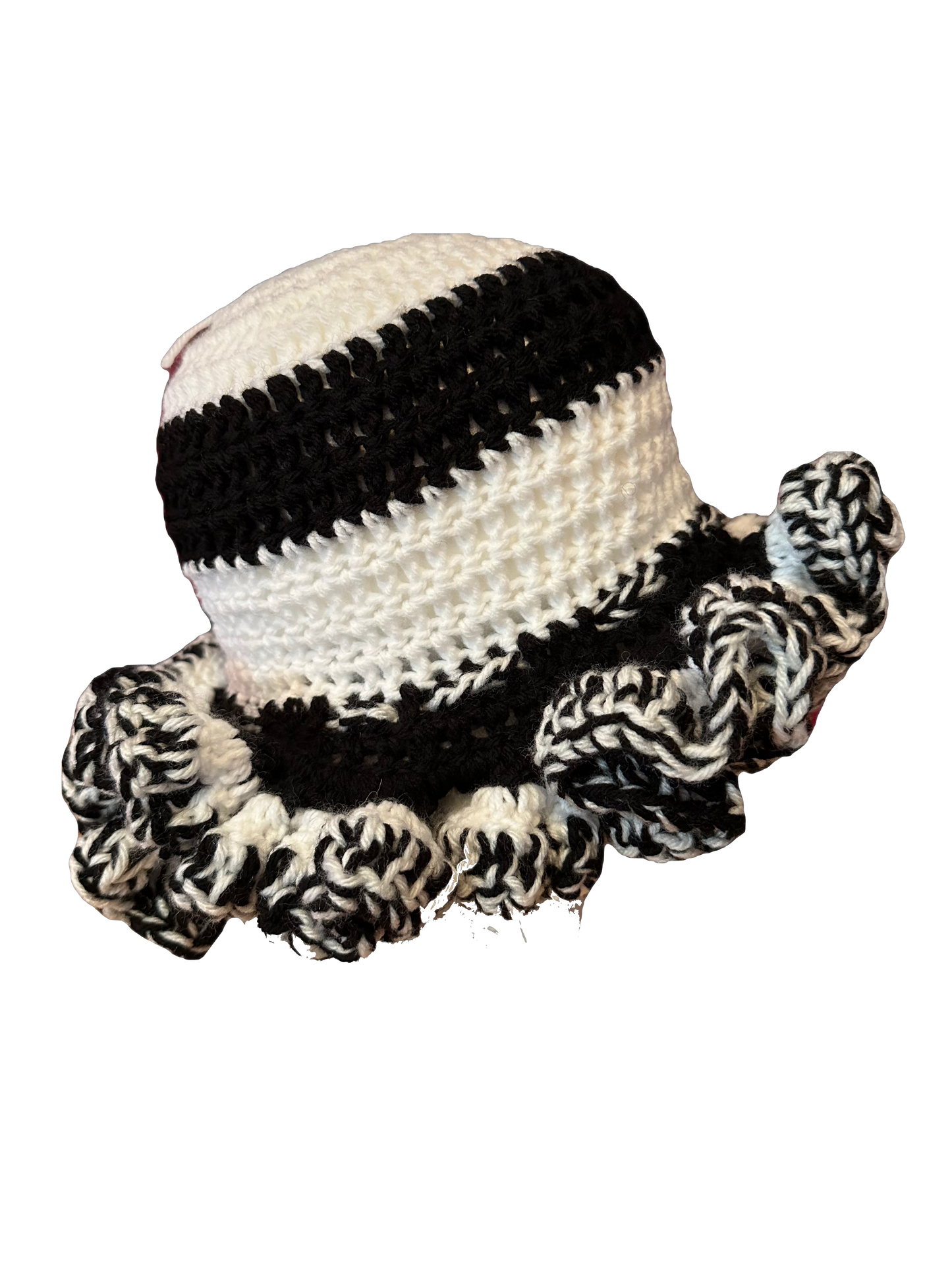 Zebra Crochet Ruffled Hat