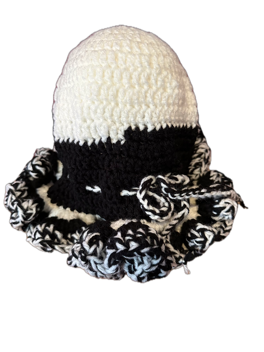 Zebra 2 Crochet Ruffled Hat