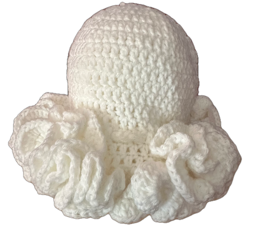 Snow White Crochet Ruffled Hat