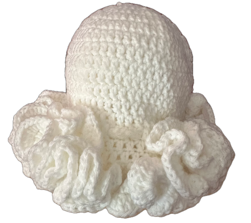 Snow White Crochet Ruffled Hat